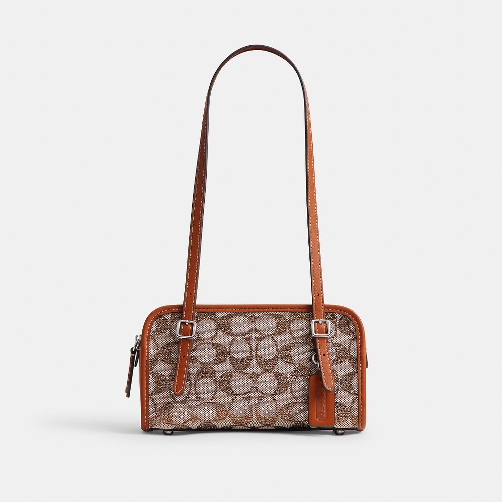 Coach Swing Zip Bag 20 In Crystal Signature Jacquard